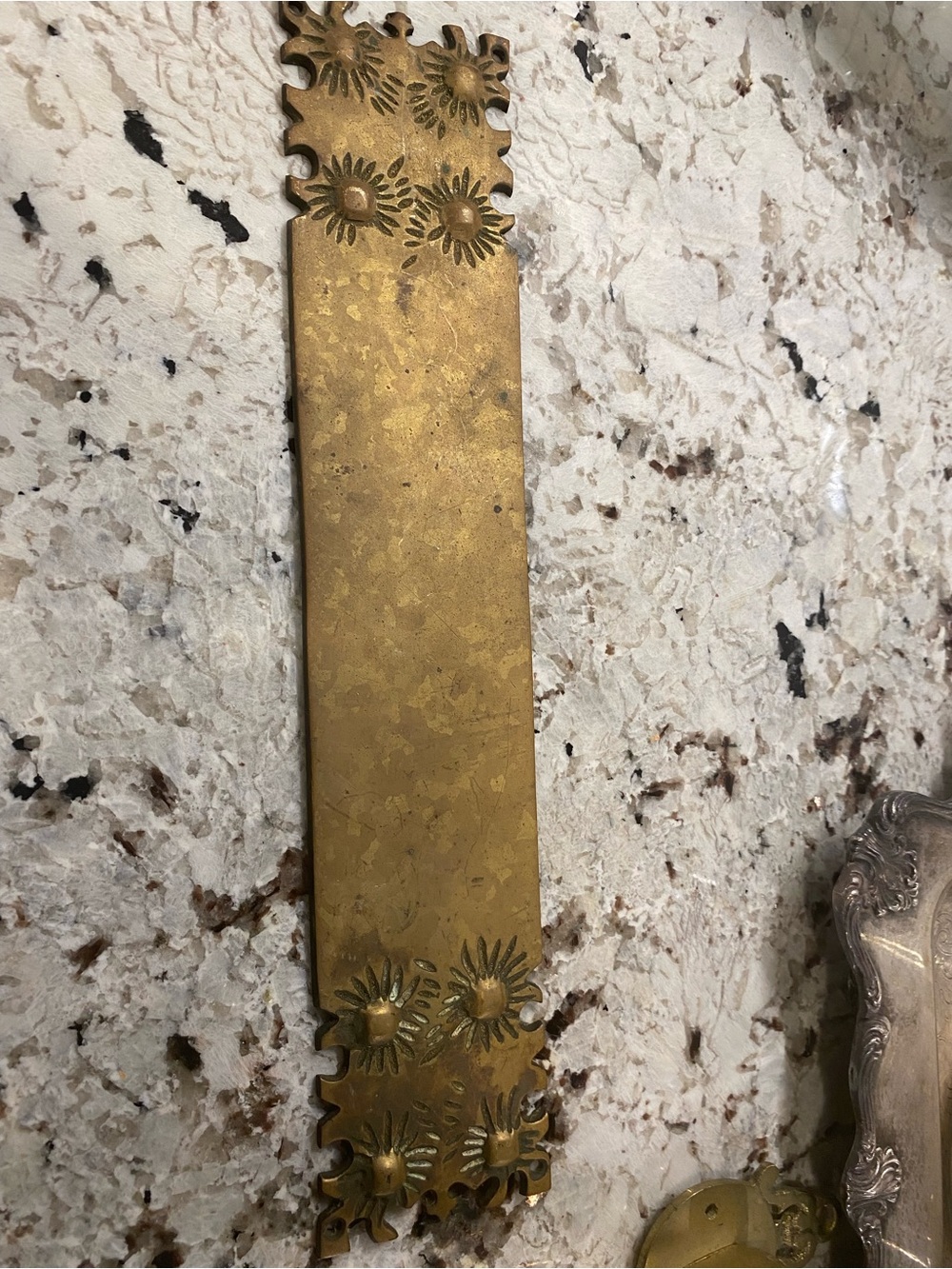 Brass Decorative Door Push Plate with Floral Detail